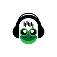 tête de musique avec logo faceicon grenouille verte vecteur