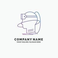 Humain. homme. réalité. utilisateur. virtuel. modèle de logo d'entreprise violet vr. place pour le slogan vecteur