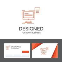 modèle de logo d'entreprise pour CV. stockage. imprimer. CV. document. cartes de visite orange avec modèle de logo de marque vecteur
