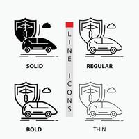auto. main. Assurance. le transport. icône de sécurité en mince. habituel. ligne en gras et style de glyphe. illustration vectorielle vecteur