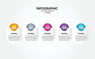 modèle de graphique de chronologie d'entreprise infographie horizontale 5 étapes illustration vectorielle vecteur