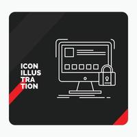 arrière-plan de présentation créative rouge et noir pour la protection. protection. bloquer. sécurité. icône de ligne sécurisée vecteur