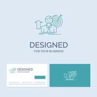 Succès. utilisateur. cible. atteindre. symbole d'icône de ligne de logo d'entreprise de croissance pour votre entreprise. cartes de visite turquoise avec modèle de logo de marque vecteur