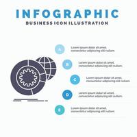 Les données. Big Data. une analyse. globe. modèle d'infographie de services pour le site Web et la présentation. icône grise de glyphe avec illustration vectorielle de style infographique bleu. vecteur