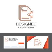 modèle de logo d'entreprise pour le contenu. des dossiers. partage. partager. document. cartes de visite orange avec modèle de logo de marque vecteur