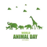 illustration vectorielle de la journée mondiale des animaux. conception simple et élégante vecteur