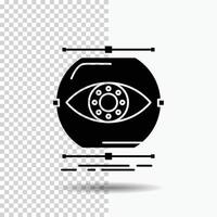 visualiser. conception. surveillance. surveillance. icône de glyphe de vision sur fond transparent. icône noire vecteur