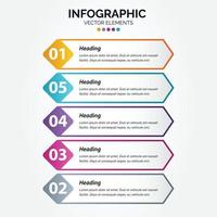 cercle de modèle d'infographie verticale d'entreprise coloré avec 5 étapes vecteur