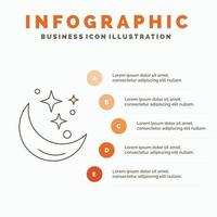 lune. nuit. étoile. Météo. modèle d'infographie de l'espace pour le site Web et la présentation. icône grise de ligne avec illustration vectorielle de style infographie orange vecteur