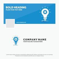 modèle de logo d'entreprise bleu pour ampoule. développer. idée. innovation. lumière. conception de bannière de chronologie facebook. illustration de fond de bannière web vecteur