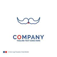 création de logo de nom de société pour moustache. branché. movember. Masculin. Hommes. conception de nom de marque bleu et rouge avec place pour le slogan. modèle de logo créatif abstrait pour petites et grandes entreprises. vecteur