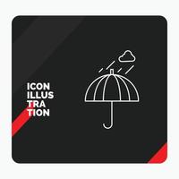 fond de présentation créative rouge et noir pour parapluie. camping. pluie. sécurité. icône de la ligne météo