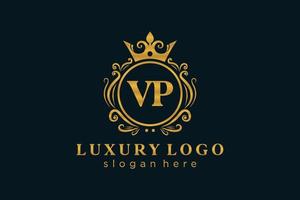 modèle initial de logo de luxe royal de lettre vp dans l'art vectoriel pour le restaurant, la royauté, la boutique, le café, l'hôtel, l'héraldique, les bijoux, la mode et d'autres illustrations vectorielles.