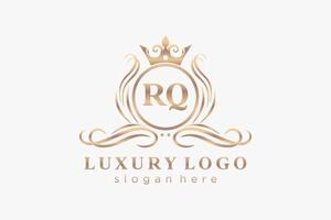 modèle initial de logo de luxe royal de lettre rq dans l'art vectoriel pour le restaurant, la royauté, la boutique, le café, l'hôtel, l'héraldique, les bijoux, la mode et d'autres illustrations vectorielles.