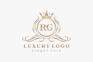 modèle initial de logo de luxe royal de lettre rg dans l'art vectoriel pour le restaurant, la royauté, la boutique, le café, l'hôtel, l'héraldique, les bijoux, la mode et d'autres illustrations vectorielles.