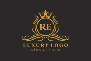 modèle de logo de luxe royal re lettre initiale dans l'art vectoriel pour le restaurant, la royauté, la boutique, le café, l'hôtel, l'héraldique, les bijoux, la mode et d'autres illustrations vectorielles.