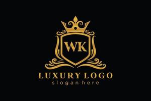 modèle de logo de luxe royal de lettre wk initiale dans l'art vectoriel pour le restaurant, la royauté, la boutique, le café, l'hôtel, l'héraldique, les bijoux, la mode et d'autres illustrations vectorielles.