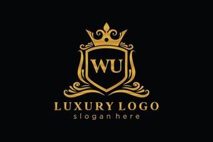 modèle de logo de luxe royal lettre wu initiale dans l'art vectoriel pour restaurant, redevance, boutique, café, hôtel, héraldique, bijoux, mode et autres illustrations vectorielles.