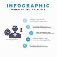 échec. échouer. triste. la dépression. modèle d'infographie de temps pour le site Web et la présentation. icône grise de glyphe avec illustration vectorielle de style infographique bleu. vecteur