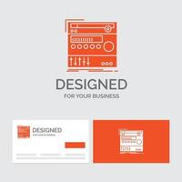 modèle de logo d'entreprise pour rack. composant. module. du son. studio. cartes de visite orange avec modèle de logo de marque. vecteur