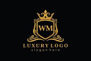 modèle de logo de luxe royal lettre initiale wm en art vectoriel pour restaurant, royauté, boutique, café, hôtel, héraldique, bijoux, mode et autres illustrations vectorielles.