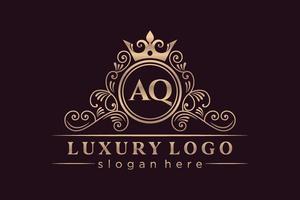 aq lettre initiale or calligraphique féminin floral monogramme héraldique dessiné à la main antique style vintage luxe logo design vecteur premium