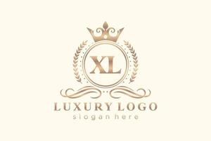 modèle initial de logo de luxe royal lettre xl en art vectoriel pour restaurant, royauté, boutique, café, hôtel, héraldique, bijoux, mode et autres illustrations vectorielles.