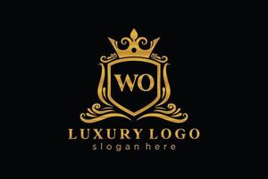 modèle initial de logo de luxe royal de lettre wo dans l'art vectoriel pour le restaurant, la royauté, la boutique, le café, l'hôtel, l'héraldique, les bijoux, la mode et d'autres illustrations vectorielles.