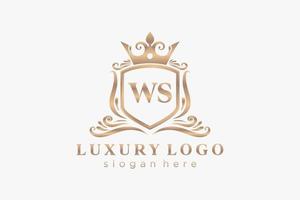 modèle de logo de luxe royal de lettre ws initiale dans l'art vectoriel pour le restaurant, la royauté, la boutique, le café, l'hôtel, l'héraldique, les bijoux, la mode et d'autres illustrations vectorielles.