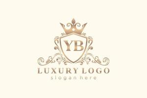 modèle initial de logo de luxe royal de lettre yb dans l'art vectoriel pour le restaurant, la royauté, la boutique, le café, l'hôtel, l'héraldique, les bijoux, la mode et d'autres illustrations vectorielles.