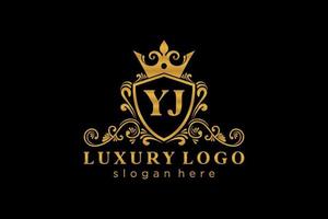 modèle initial de logo de luxe royal de lettre yj dans l'art vectoriel pour le restaurant, la royauté, la boutique, le café, l'hôtel, l'héraldique, les bijoux, la mode et d'autres illustrations vectorielles.