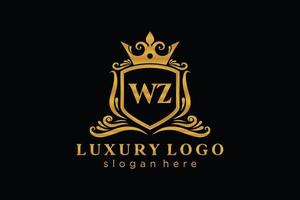 modèle de logo de luxe royal de lettre wz initiale dans l'art vectoriel pour le restaurant, la royauté, la boutique, le café, l'hôtel, l'héraldique, les bijoux, la mode et d'autres illustrations vectorielles.