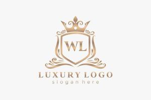 modèle de logo de luxe royal lettre initiale wl dans l'art vectoriel pour le restaurant, la royauté, la boutique, le café, l'hôtel, l'héraldique, les bijoux, la mode et d'autres illustrations vectorielles.