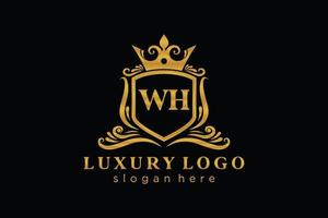 modèle initial de logo de luxe royal de lettre wh dans l'art vectoriel pour le restaurant, la royauté, la boutique, le café, l'hôtel, l'héraldique, les bijoux, la mode et d'autres illustrations vectorielles.