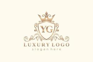 modèle initial de logo de luxe royal de lettre yg dans l'art vectoriel pour le restaurant, la royauté, la boutique, le café, l'hôtel, l'héraldique, les bijoux, la mode et d'autres illustrations vectorielles.