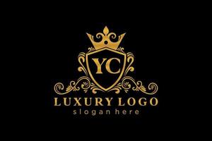 modèle initial de logo de luxe royal de lettre yc dans l'art vectoriel pour le restaurant, la royauté, la boutique, le café, l'hôtel, l'héraldique, les bijoux, la mode et d'autres illustrations vectorielles.