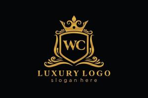 modèle de logo de luxe royal de lettre wc initial dans l'art vectoriel pour le restaurant, la royauté, la boutique, le café, l'hôtel, l'héraldique, les bijoux, la mode et d'autres illustrations vectorielles.