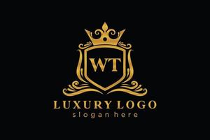 modèle de logo de luxe royal lettre initiale wt dans l'art vectoriel pour le restaurant, la royauté, la boutique, le café, l'hôtel, l'héraldique, les bijoux, la mode et d'autres illustrations vectorielles.