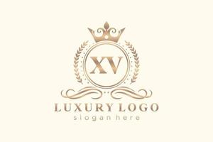 modèle de logo de luxe royal de lettre initiale xv dans l'art vectoriel pour le restaurant, la royauté, la boutique, le café, l'hôtel, l'héraldique, les bijoux, la mode et d'autres illustrations vectorielles.