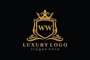 modèle de logo de luxe royal lettre initiale ww en art vectoriel pour restaurant, royauté, boutique, café, hôtel, héraldique, bijoux, mode et autres illustrations vectorielles.