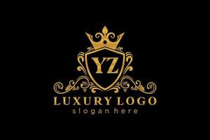 modèle initial de logo de luxe royal de lettre yz dans l'art vectoriel pour le restaurant, la royauté, la boutique, le café, l'hôtel, l'héraldique, les bijoux, la mode et d'autres illustrations vectorielles.