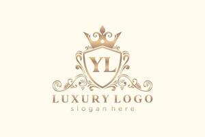 modèle initial de logo de luxe royal de lettre yl dans l'art vectoriel pour le restaurant, la royauté, la boutique, le café, l'hôtel, l'héraldique, les bijoux, la mode et d'autres illustrations vectorielles.