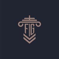 logo monogramme initial fg avec conception de pilier pour image vectorielle de cabinet d'avocats vecteur