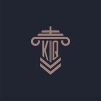 kq logo monogramme initial avec conception de pilier pour image vectorielle de cabinet d'avocats vecteur