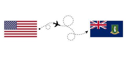 vol et voyage des états-unis aux îles vierges britanniques par concept de voyage en avion de passagers vecteur