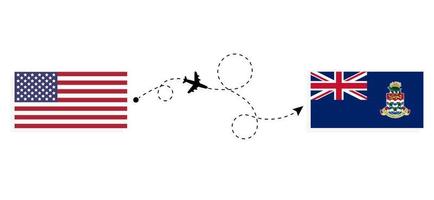vol et voyage des états-unis aux îles caïmans par concept de voyage en avion de passagers vecteur
