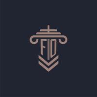 fo logo monogramme initial avec conception de pilier pour image vectorielle de cabinet d'avocats vecteur