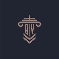 logo monogramme initial qv avec conception de pilier pour image vectorielle de cabinet d'avocats vecteur