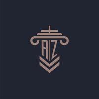 logo monogramme initial rz avec conception de pilier pour image vectorielle de cabinet d'avocats vecteur