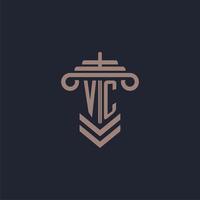 logo monogramme initial vc avec conception de pilier pour image vectorielle de cabinet d'avocats vecteur